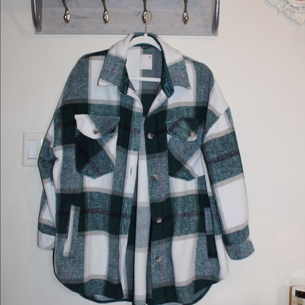 Green plaid shacket